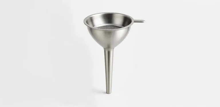 Use the funnel and its fine mesh filter to pour wine into a decanter while catching sediment and cork fragments for a clean, smooth result.