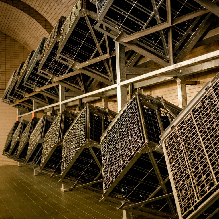 The cellars at Starý Plzenec, where every bottle waits on its own lees.