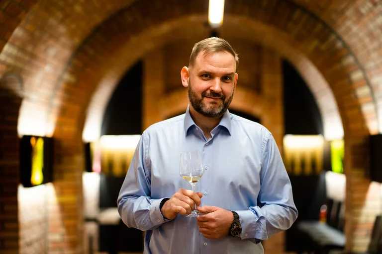 Petr Ptáček, director of the house, in the cellar where he hosts tastings of archive wines.