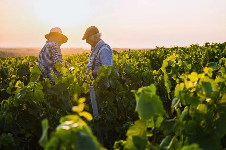 Vineyards are carefully maintained to produce healthy, balanced grapes.
