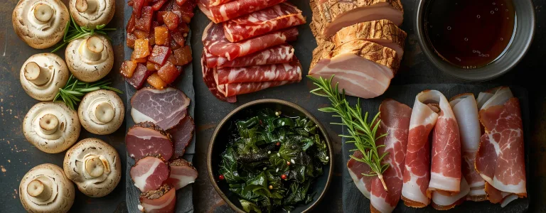 Savoury and umami aromas add depth and complexity to mature wines. Notes of cured meat, smoked ham, bacon fat, soy sauce, and broth create warmth and richness. They evoke slow ageing, concentration, and the comforting savour of well-evolved structure.